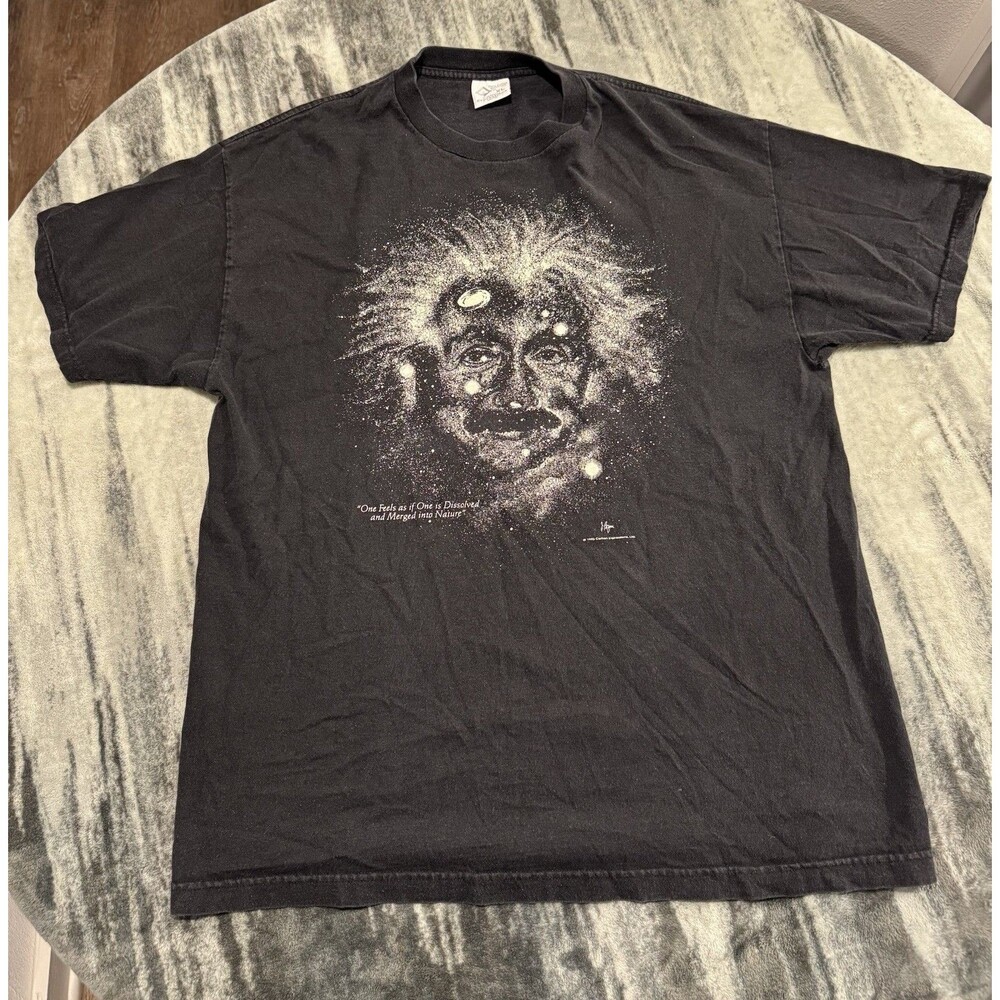 Vintage 1993 Cotton Expression Black Albert Einstein XL T-Shirt Rare !